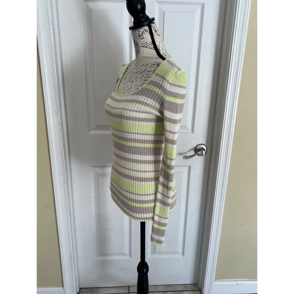 Armedangles Alaania Round Neck Striped Long Sleeve Ribbed Knit Sweater Medium - Picture 3 of 8